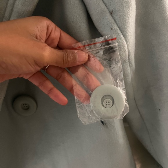 Stunning Light Blue Peacoat with Fuzzy Trim Size XS/S - Picture 3 of 3